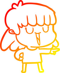 warm gradient line drawing cartoon woman