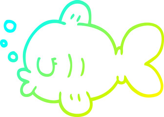 cold gradient line drawing cartoon fish swimming