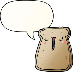 cartoon toast and speech bubble in smooth gradient style