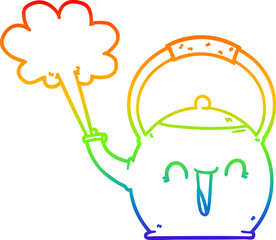 rainbow gradient line drawing cartoon boiling kettle