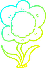 cold gradient line drawing cartoon flower