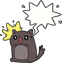 Fototapeta premium cartoon shocked cat amazed and speech bubble