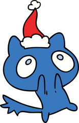 christmas cartoon of kawaii cat