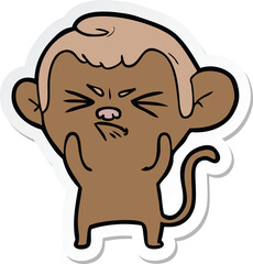 sticker of a cartoon annoyed monkey