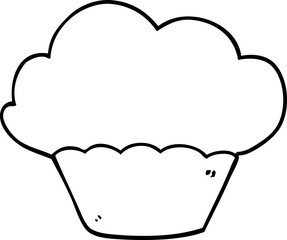 line drawing cartoon cupcake