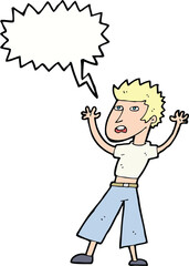 cartoon man panicking with speech bubble