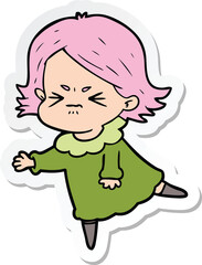 sticker of a cartoon angry woman
