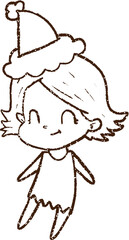 Christmas Woman Charcoal Drawing