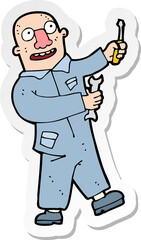 sticker of a cartoon mechanic