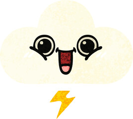 retro illustration style cartoon storm cloud