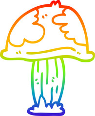 rainbow gradient line drawing cartoon poisonous toadstool