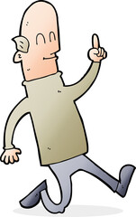 cartoon bald man with idea