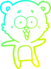 cold gradient line drawing laughing teddy  bear cartoon