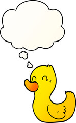 cartoon duck and thought bubble in smooth gradient style