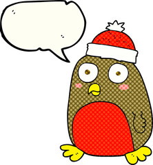 comic book speech bubble cartoon christmas robin