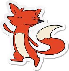 sticker of a cartoon happy fox