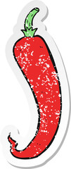 retro distressed sticker of a cartoon chilli pepper