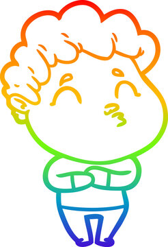 recommend clip art: rainbow gradient line drawing cartoon man pouting