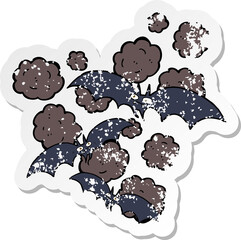 retro distressed sticker of a cartoon vampire bats