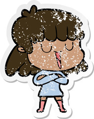 distressed sticker of a cartoon woman