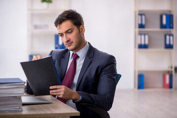 Young male employee working in the office