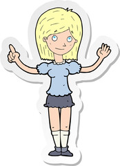 sticker of a cartoon woman explaining idea