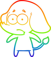 rainbow gradient line drawing cartoon unsure elephant