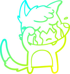 cold gradient line drawing crying fox cartoon
