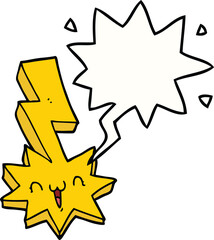cartoon lightning bolt and speech bubble