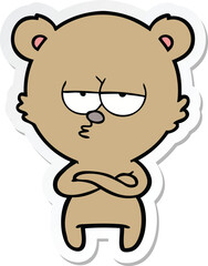 sticker of a bored bear cartoon