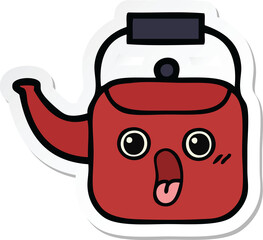 sticker of a cute cartoon kettle