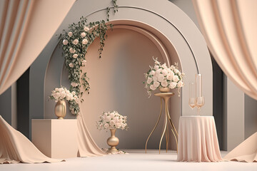 Wedding Background for Product Presentation - Product Presentation Background Textures - Wedding Product Advertising Wallpaper created with Generative AI technology