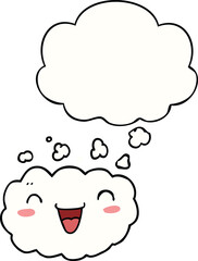 happy cartoon cloud and thought bubble