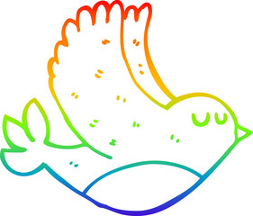 rainbow gradient line drawing cartoon flying bird