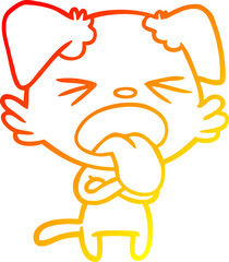 warm gradient line drawing cartoon disgusted dog
