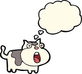 cartoon shocked cat with thought bubble