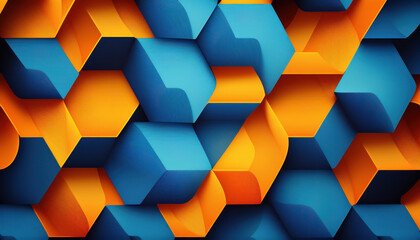 Blue and orange abstract geometric background created with Generative AI technology
