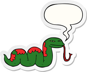 cartoon slithering snake and speech bubble sticker
