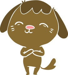 happy flat color style cartoon dog