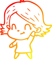 warm gradient line drawing cartoon friendly girl
