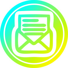 envelope letter circular in cold gradient spectrum