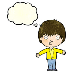 cartoon amazed boy with thought bubble