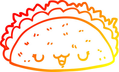 warm gradient line drawing cartoon taco