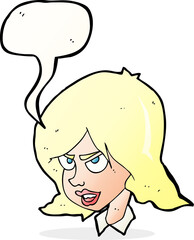 cartoon annoyed woman with speech bubble