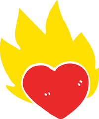cartoon doodle flaming heart