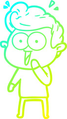 cold gradient line drawing cartoon man