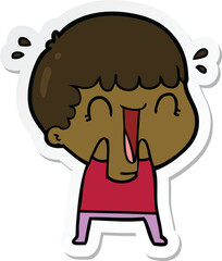 sticker of a laughing cartoon man