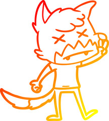 warm gradient line drawing cartoon dead fox