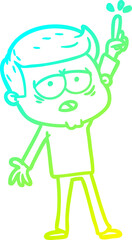cold gradient line drawing cartoon tired man pointing