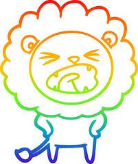 rainbow gradient line drawing cartoon lion